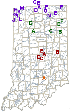 Map of Indiana XC Ski Spots