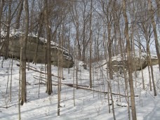 Rock Ledges viewed from cross country ski trail