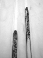 A pair of skis in the snow
